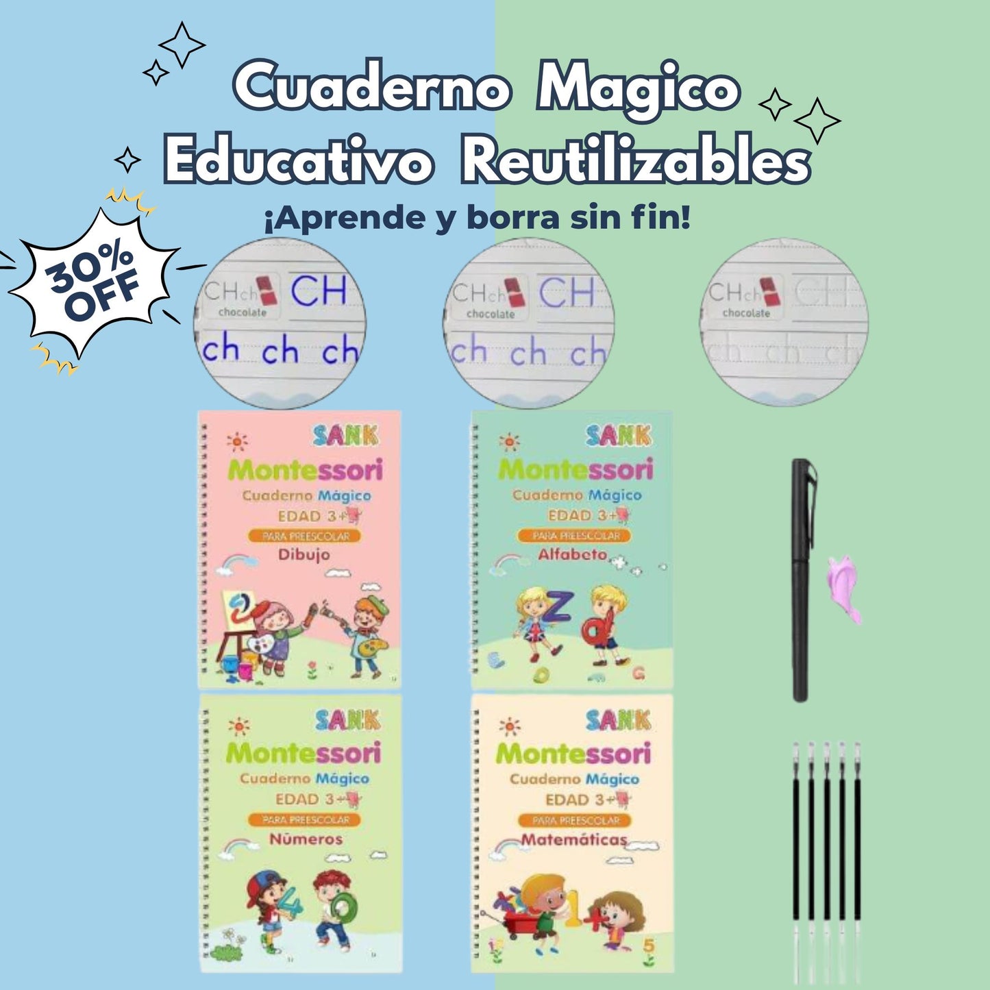 Cuaderno Mágico Educativo Reutilizable