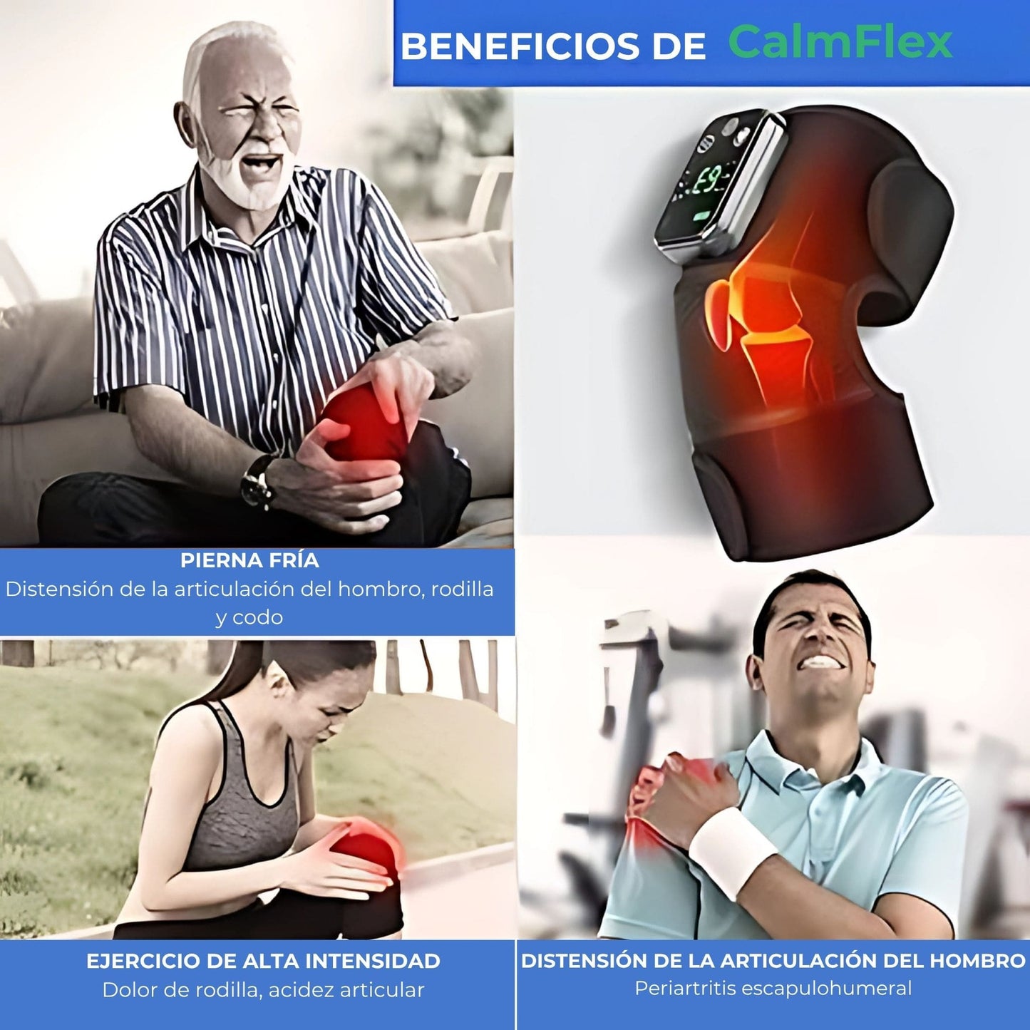 CalmFlex®-Rodillera Eléctrica Térmica Y Masajeador