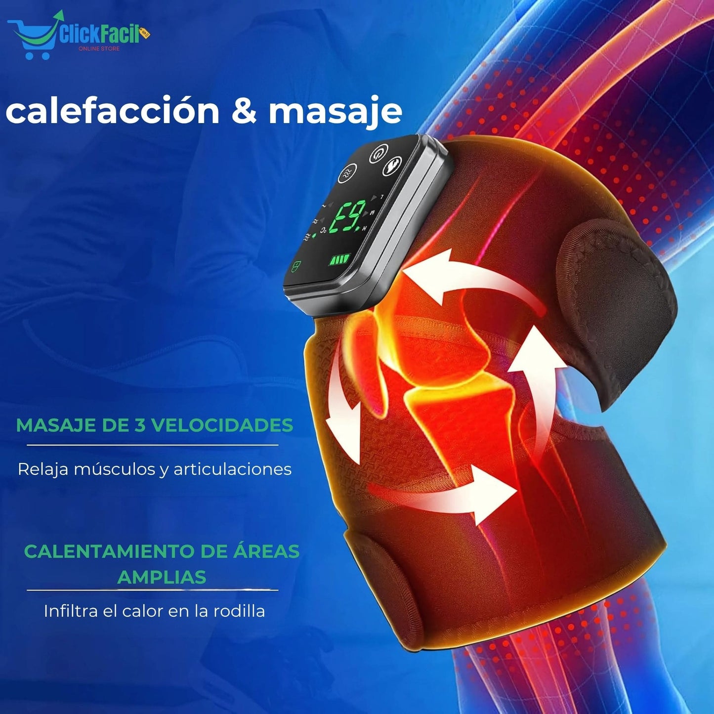 CalmFlex®-Rodillera Eléctrica Térmica Y Masajeador