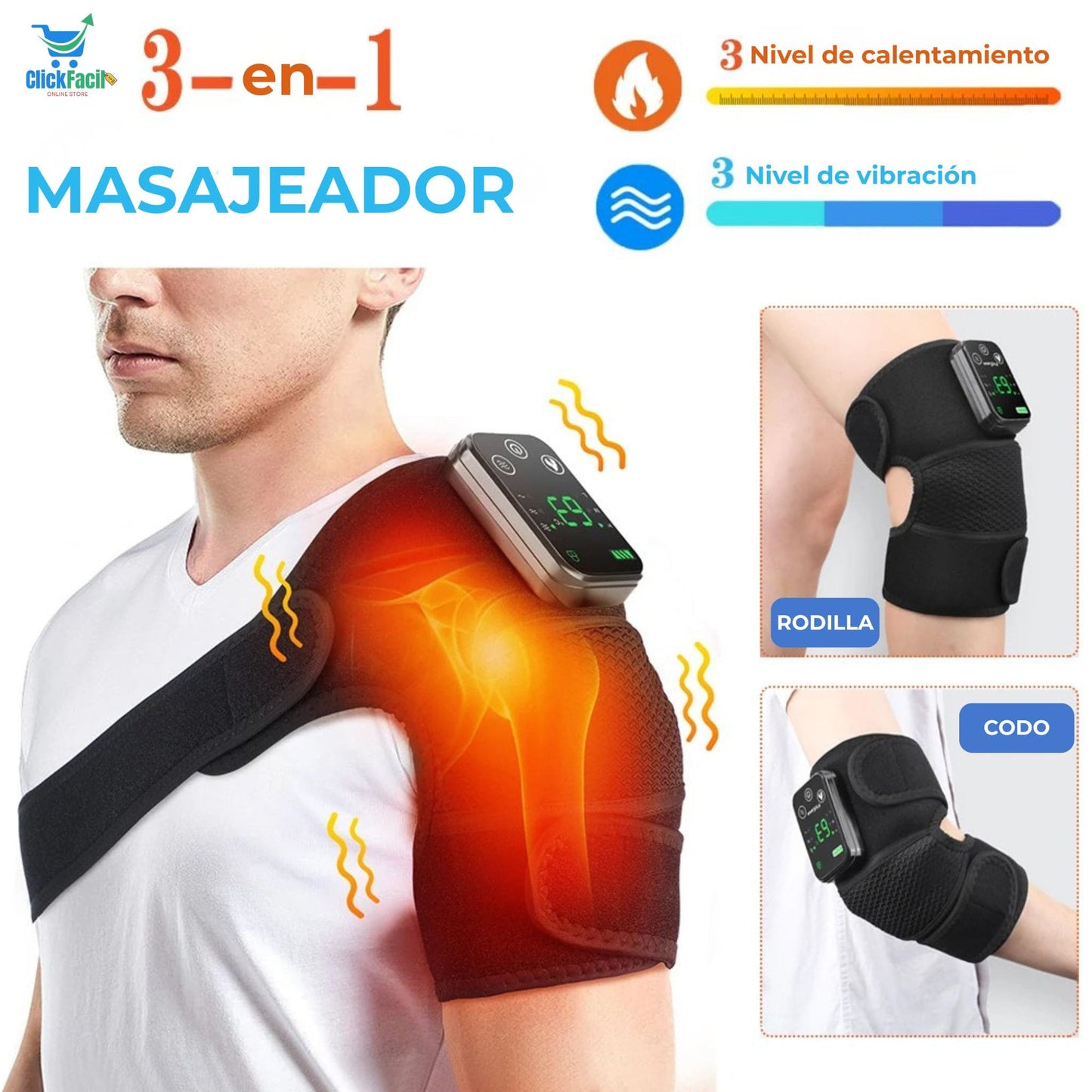 CalmFlex®-Rodillera Eléctrica Térmica Y Masajeador