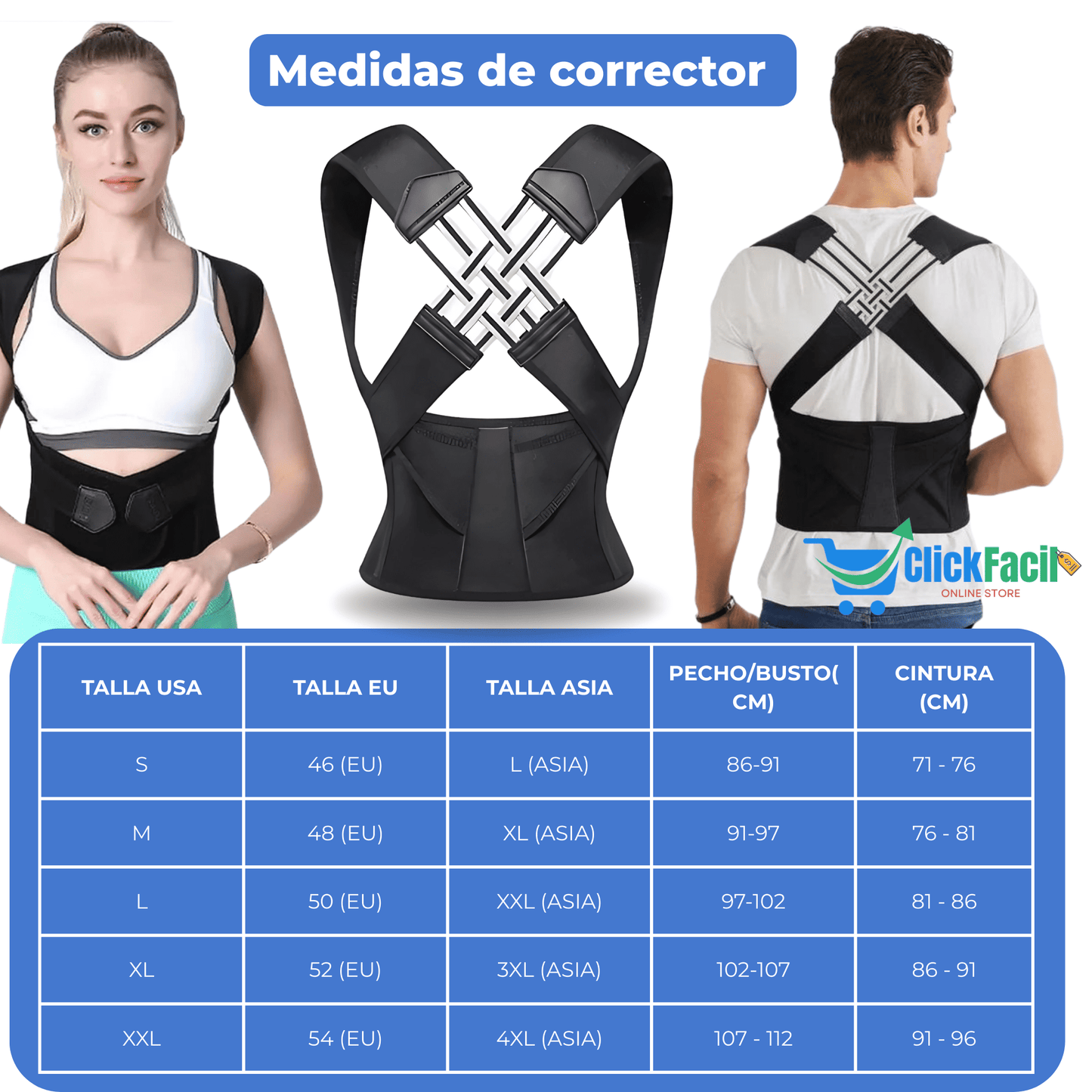 Corrector de postura ajustable